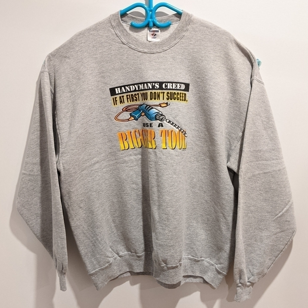 2/$20 Vintage 90's Handyman Grey Crew Neck Sweatshirt size 2X Tool